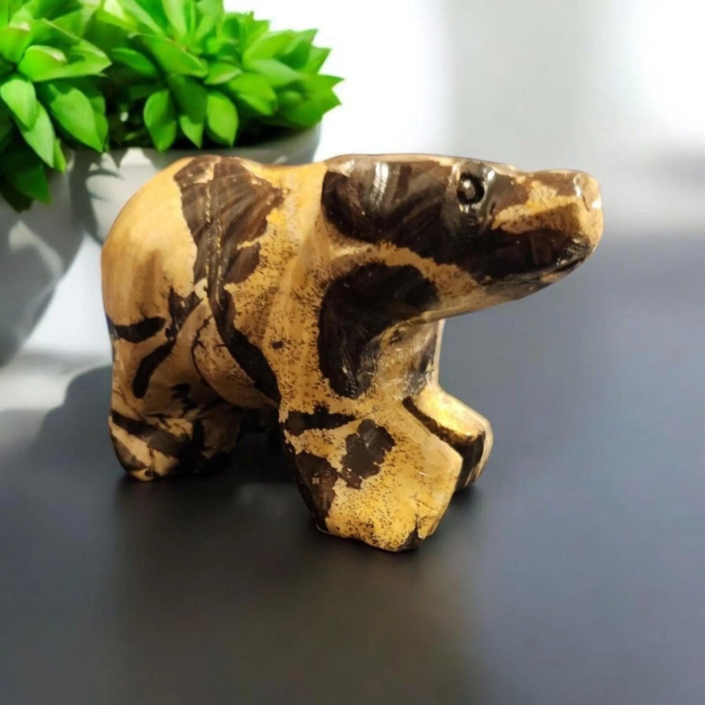 Hand Carved Bear, Nature Stone, Landscape grounding, Jasper Sculpture